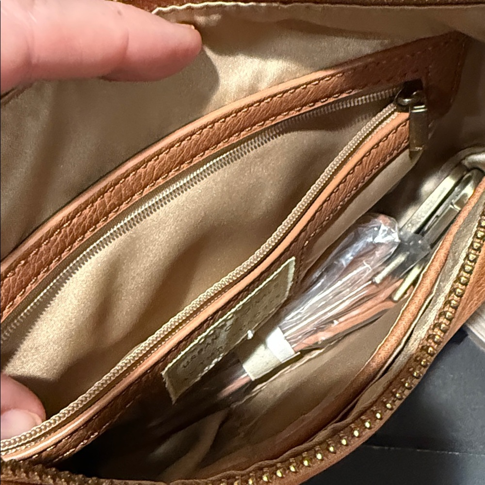 Anthropologie Cognac Crescent Leather Shoulder Bag with Removable Strap new - Picture 4 of 5